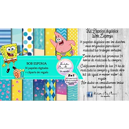 Papeles Fondos Digitales Bob Esponja Kit Imprimibles