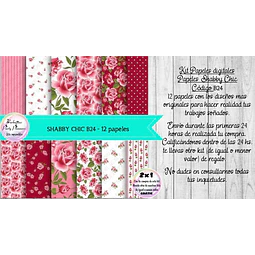 Papeles Digitales Shabby Chic Rosa Y Rojo B24