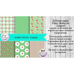 Papeles Digitales Shabby Chic Vintage Verde B73