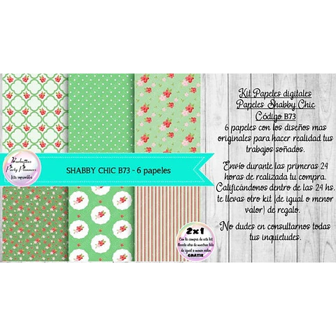 Papeles Digitales Shabby Chic Vintage Verde B73