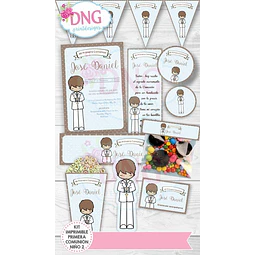 Kit Imprimible Invitaciones Candy Bar Png / Comunión Nene #2