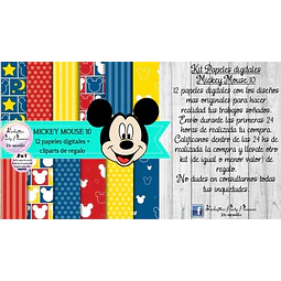 Papeles Fondos Digitales Mickey Mouse 10 Kit Imprimible