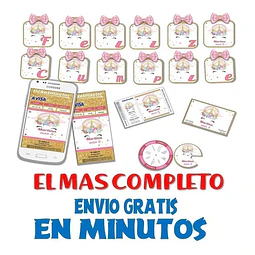 Kit Imprimible Candy Bar Unicornio Dorado El Mas Completo