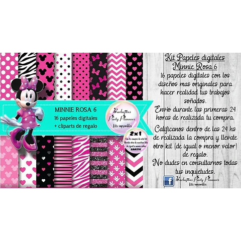 Papeles Fondos Digitales Minnie Rosa 6 Kit Imprimible