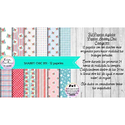 Papeles Digitales Shabby Chic Vintage Rosa Y Celeste B51