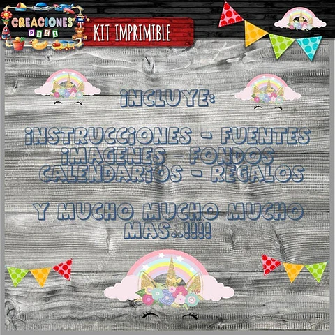 Kit Imprimible Candy Bar Unicornio Dorado El Mas Completo
