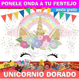 Kit Imprimible Unicornio Dorado Editable