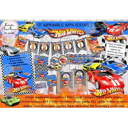 Kit Imprimible Candy Bar Hot Wheels 100% Editable