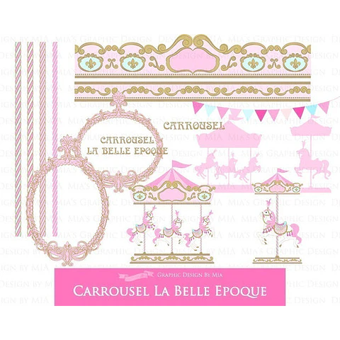 Cliparts Png Y Papeles Digitales Carrousel Rosa M25