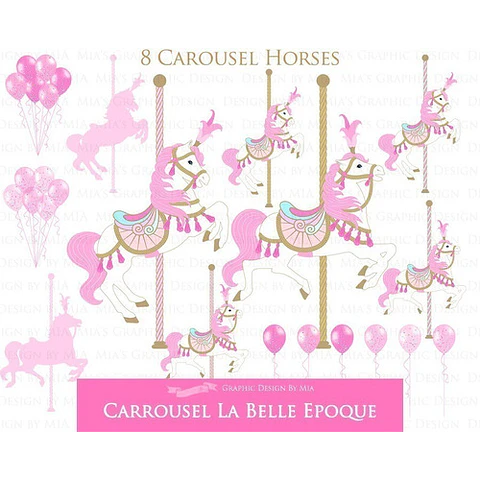 Cliparts Png Y Papeles Digitales Carrousel Rosa M25