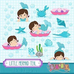 Kit Imprimible  Llittle Mermaid Teal 15  Imagenes 