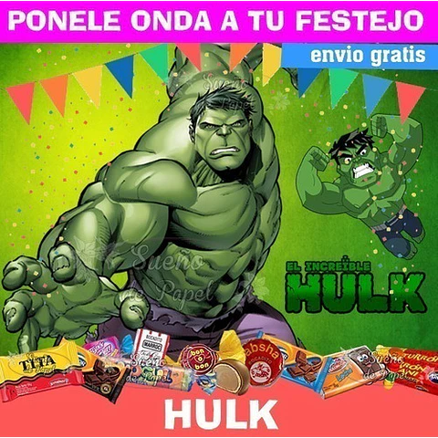 Kit Imprimible Increible Hulk Editable
