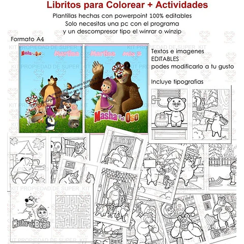 Kit Imprimible Masha Y El Oso Bosque Editable