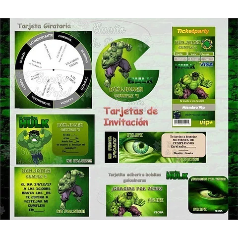 Kit Imprimible Increible Hulk Editable