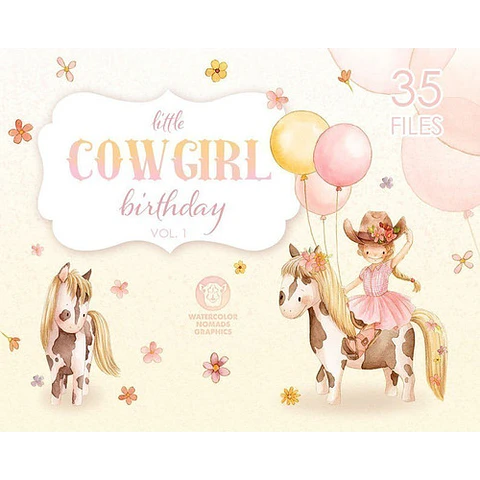 Cliparts Png Digitales Vaquerita Cowgirl Rosa Acuarela Cl11