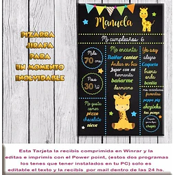 Tarjeta Pizarra Imprimible Editable Jirafa