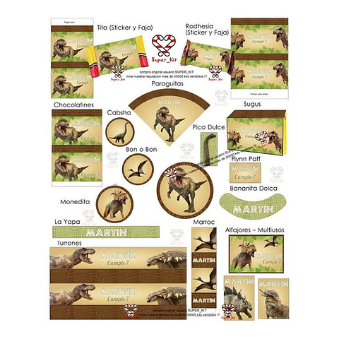 Kit Imprimible Dinosaurios Mod 2 Editable