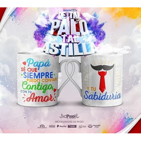 Plantillas Sublimación Tazas Día Padre Tal Palo Tal Astilla