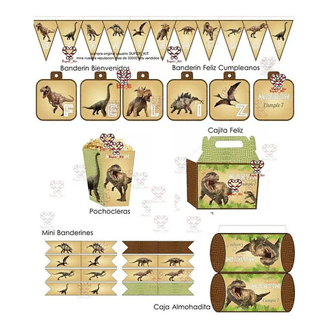 Kit Imprimible Dinosaurios Mod 2 Editable