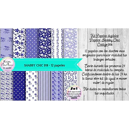 Papeles Digitales Shabby Chic Vintage Azul B18