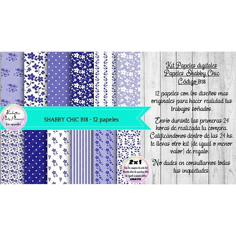 Papeles Digitales Shabby Chic Vintage Azul B18