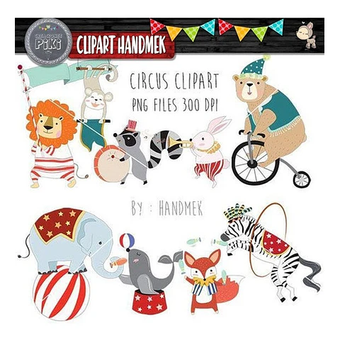 Pack Imagenes Clipart Hermoso Circo Animalitos + Regalo A1