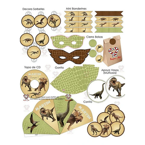 Kit Imprimible Dinosaurios Mod 2 Editable