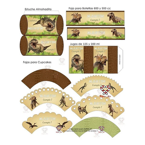 Kit Imprimible Dinosaurios Mod 2 Editable