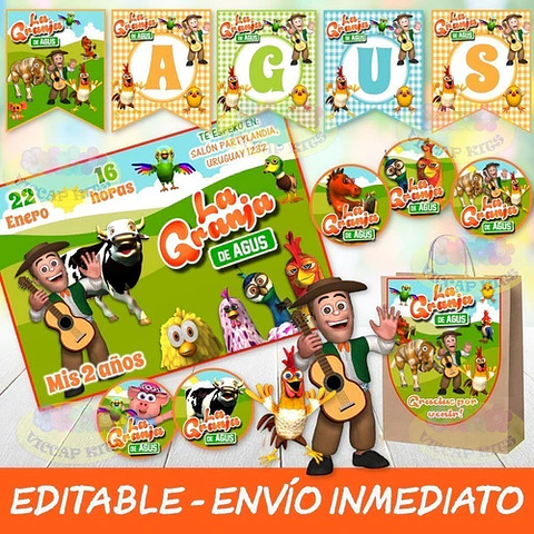 Kit Imprimible La Granja De Zenón Editable Deco Candy Bar