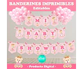 Kit Imprimible Banderines Mi Baby Shower Osita Princesa
