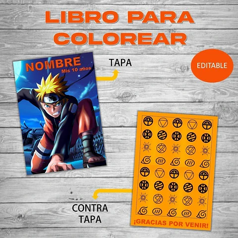 Libro Colorear Editable Imprimible De Naruto 