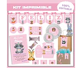 Kit Imprimible Animalitos Nórdicos Rosa Candy Bar Editable