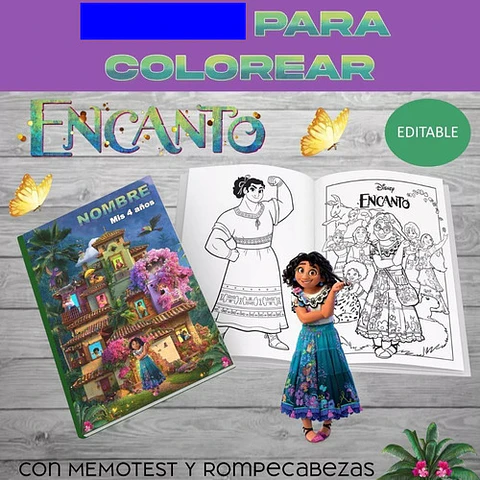 Kit Imprimible Encanto Disney Editable +  Para Colorear