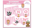 Kit Imprimible Animalitos Nórdicos Rosa Candy Bar Editable