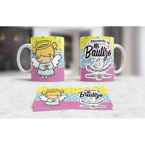 Kit Diseños Plantillas Tazas Bautismo Sublimación M1 