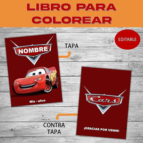 Dibujos Para Pintar Editable Imprimible De Cars