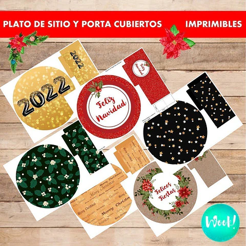 Kit Imprimible X 6 Plato De Sitio Felices Fiestas (modelo 2)