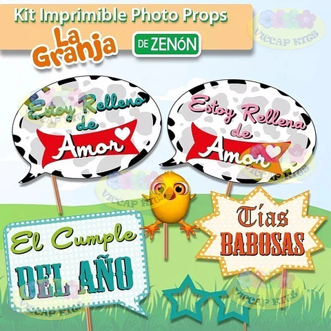 Kit Imprimible La Granja De Zenón Nena Editable Deco Candy