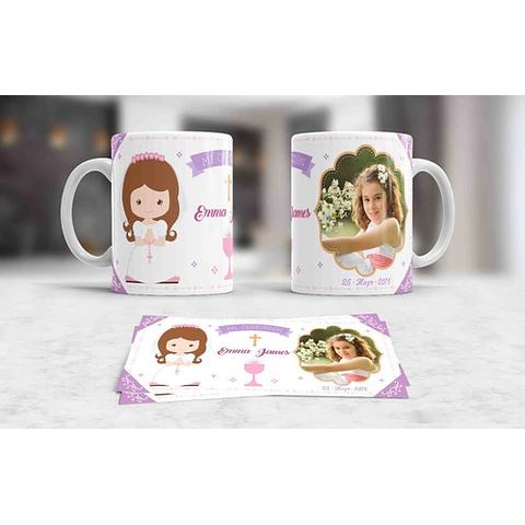 Kit Diseños Plantillas Tazas Bautismo Sublimación M1 