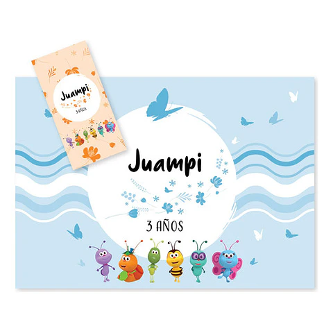 Kit Imprimible Bichikids Azul Celeste Candy Bar Tukit