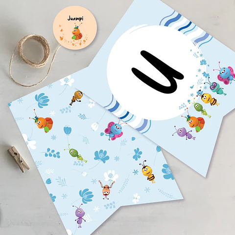 Kit Imprimible Bichikids Azul Celeste Candy Bar Tukit