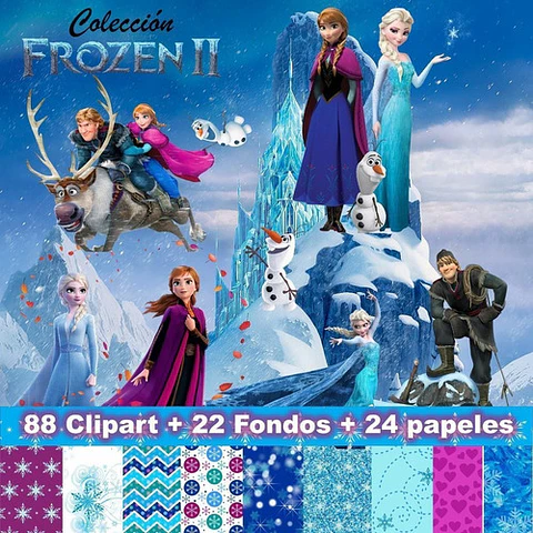Kit Frozen Cliparts Imágenes Png Y Papeles Digitales 
