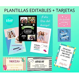 Día Del Amigo Plantillas Editables + Tarjetas Para Imprimir