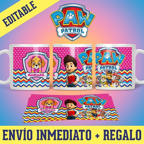 Kit Diseños Plantillas Tazas Paw Patrol Sublimación M2