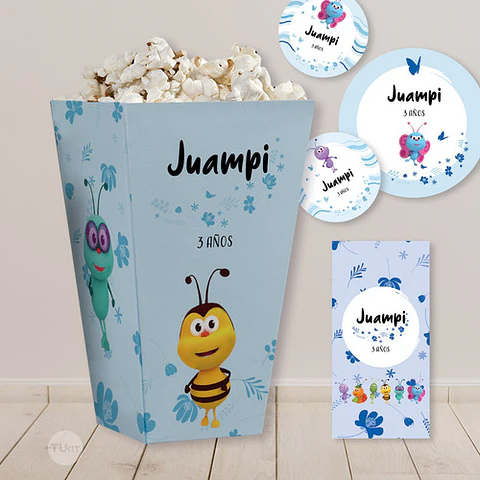 Kit Imprimible Bichikids Azul Celeste Candy Bar Tukit
