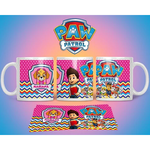 Kit Diseños Plantillas Tazas Paw Patrol Sublimación M2
