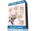 Kit Imprimible Animales Encantado Rosa Cumpleaños Candy Bar