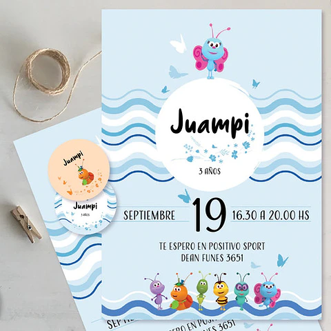 Kit Imprimible Bichikids Azul Celeste Candy Bar Tukit