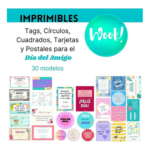 Día Del Amigo Plantillas Editables + Tarjetas Para Imprimir