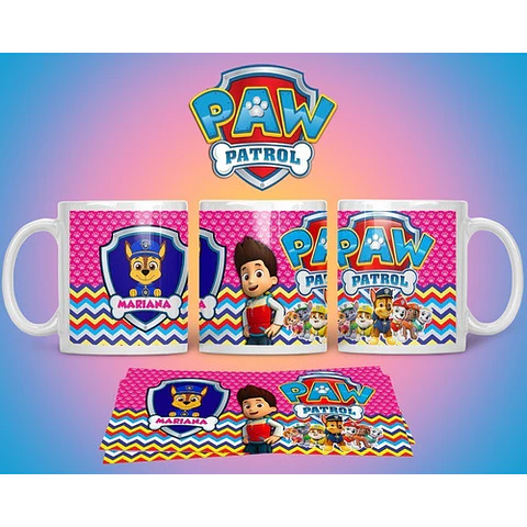 Kit Diseños Plantillas Tazas Paw Patrol Sublimación M2